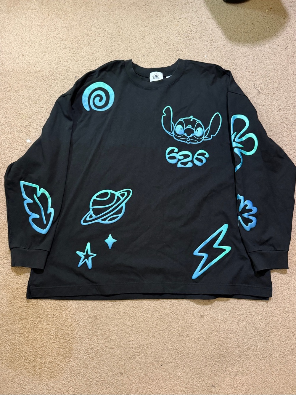 Stitch 626 Celebration Crew Black Long Sleeve Spirit Jersey XXL WDW Disney EUC